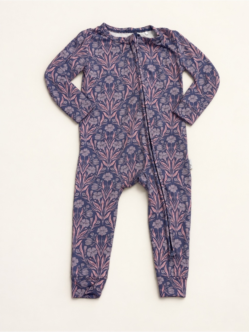Pip & Phee Long-Sleeve Floral One-Piece Pajama in Enchanted. 9-12 Months